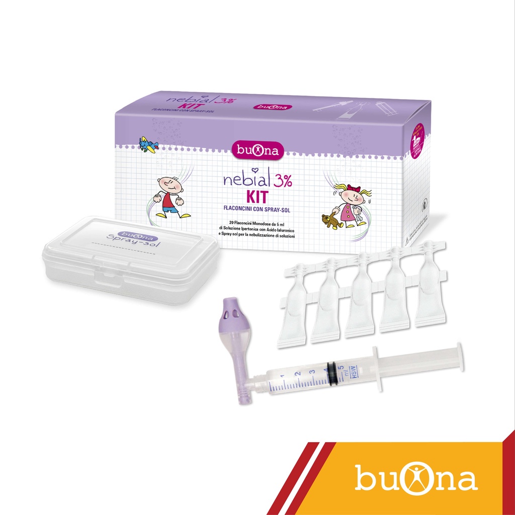 ▬Bộ rửa mũi, xịt xông Nebial 3% KIT, làm sạch khoang mũi toàn diện, kèm 20 ống 5ml.