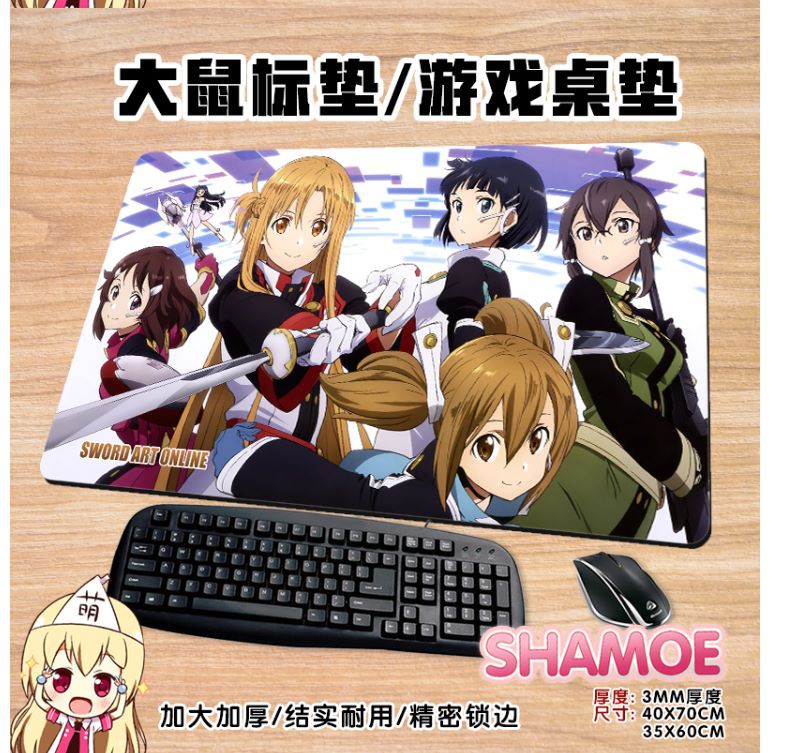 Tấm Lót Chuột Và Bàn Phím Chống Trượt In Hình Nhân Vật Anime Sword Art Online