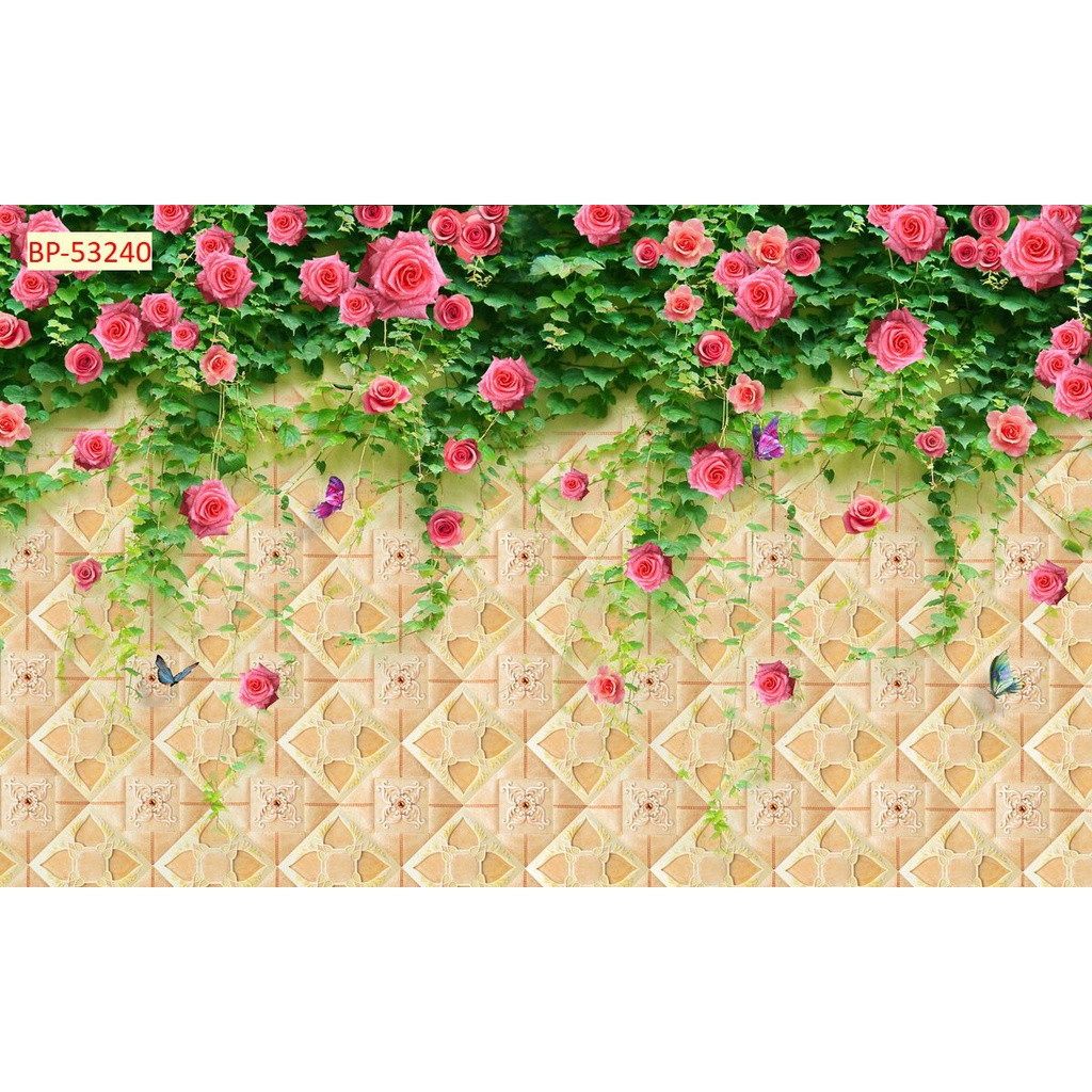 Tranh dán tường 3D Giả Gạch Giả Gỗ Hoa Dây Leo