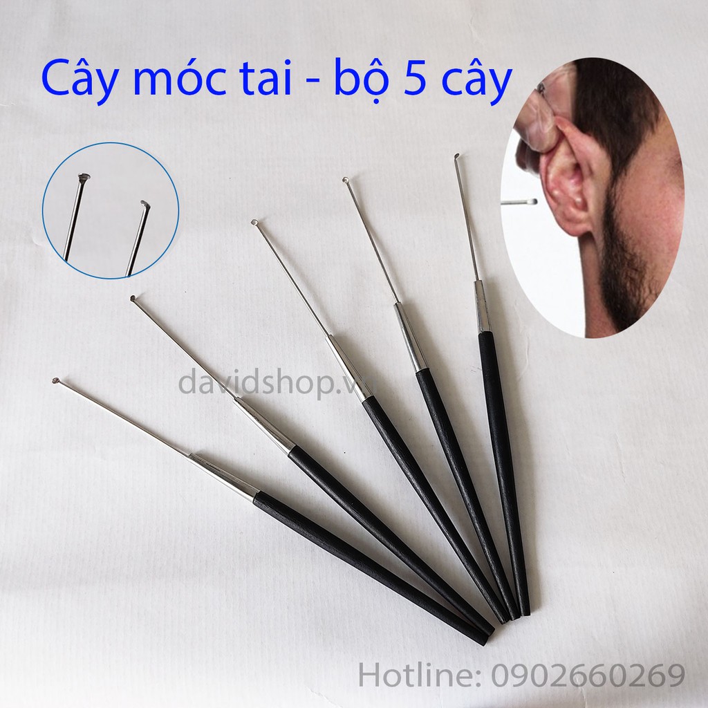 Cây móc tai combo 5 cây, 2 cây trong bộ dụng cụ ráy tai