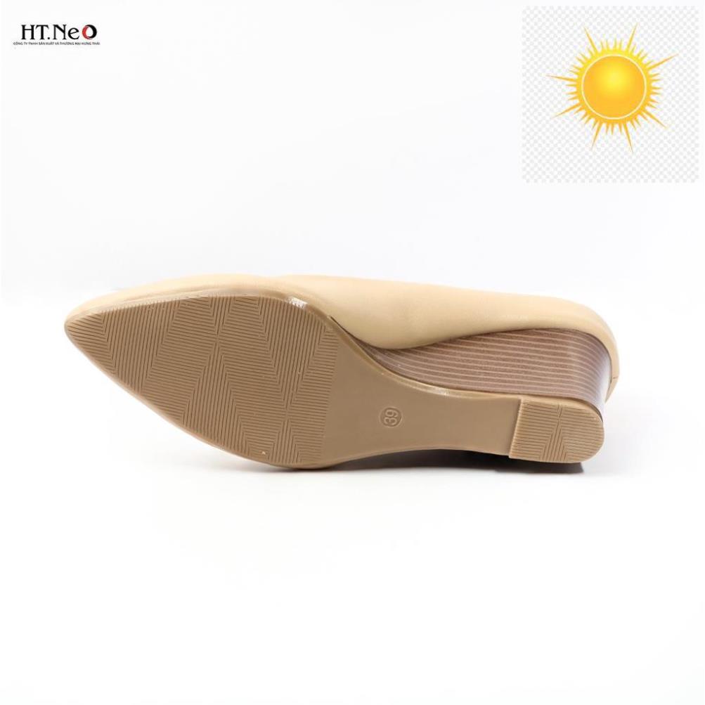 Giày công sở nữ đế xuồng HT.NEO da bò xịn đế kếp siêu bền và chắc chân lên dáng cực sang cực đẹp CS69-nude