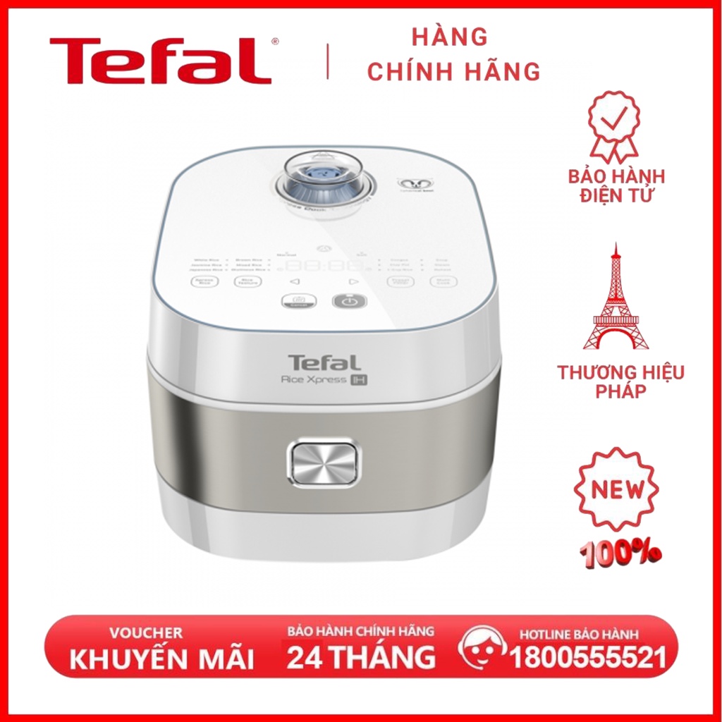 Nồi cơm điện tử cao tần Tefal RK762168 - 1.5L - 1200W, giữ ấm 24h, nhiều phụ kiện đi kèm, 13 chương trình nấu, bảo hànăm