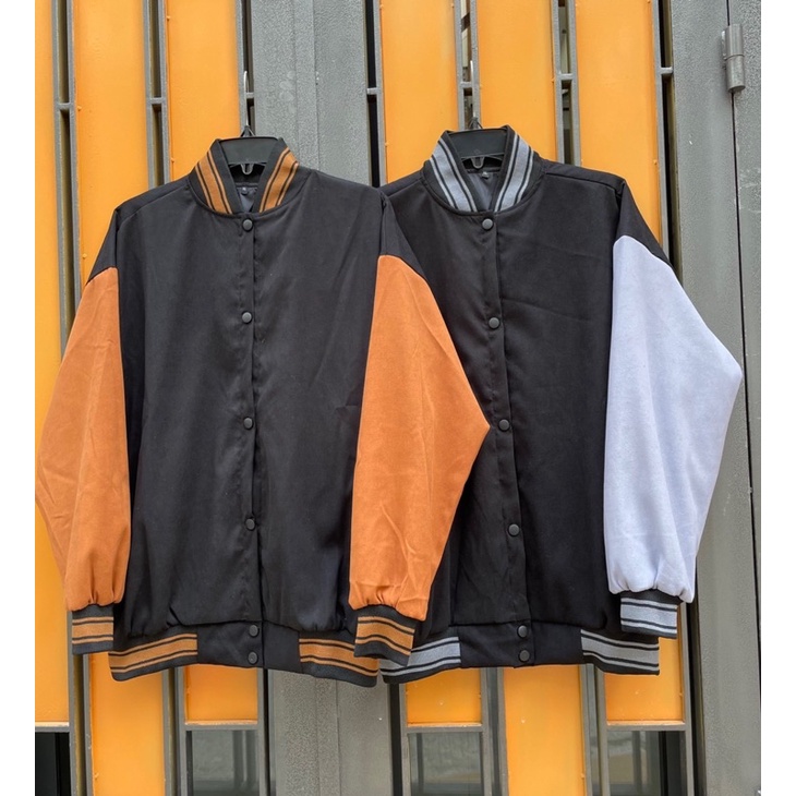 Áo Khoác Bomber Phối Nam Nữ T-A-N from rộng vai sệ-AKBDL01- trơn dể phối đồ màu đen ảnh thật