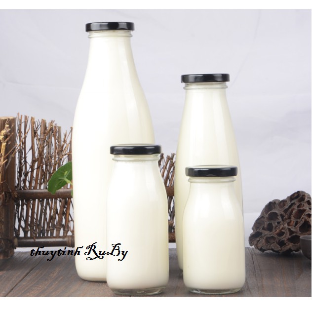 Chai thủy tinh nắp thiếc đựng sữa an toàn sạch đẹp