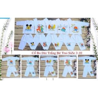 Set 5 bộ tay dài cổ bo cho bé trai: THT, 100% COTTON