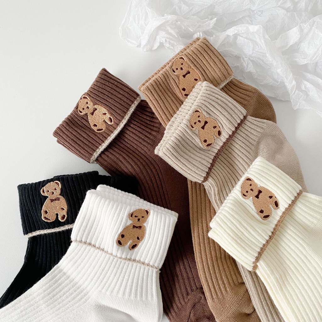 Vớ gấu thêu mùa thu Vớ dễ thương