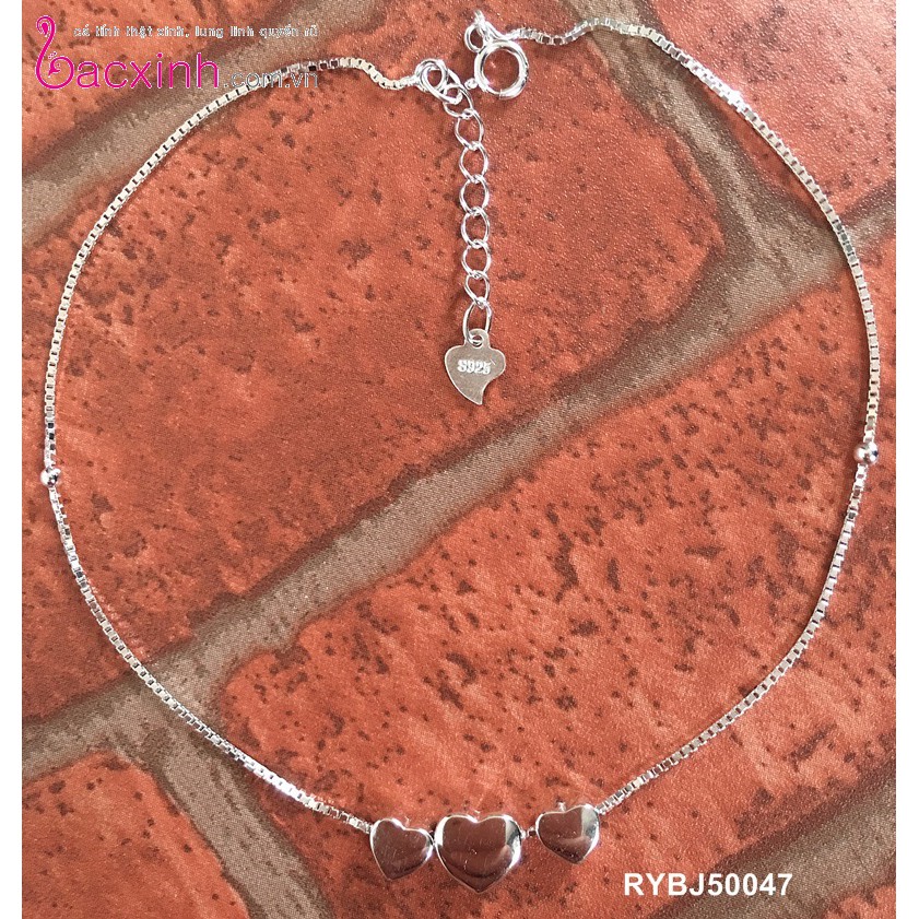 Lắc chân bạc Ý 925 Bạc Xinh Huệ Ngân- Ba tim phồng xinh RYBJ50047 | BigBuy360 - bigbuy360.vn