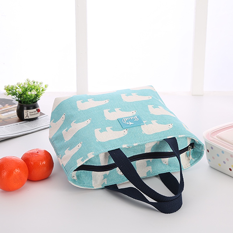 Túi đựng hộp cơm/ thức ăn lót nhôm giữ nhiệt vải Oxford SIZE LỚN