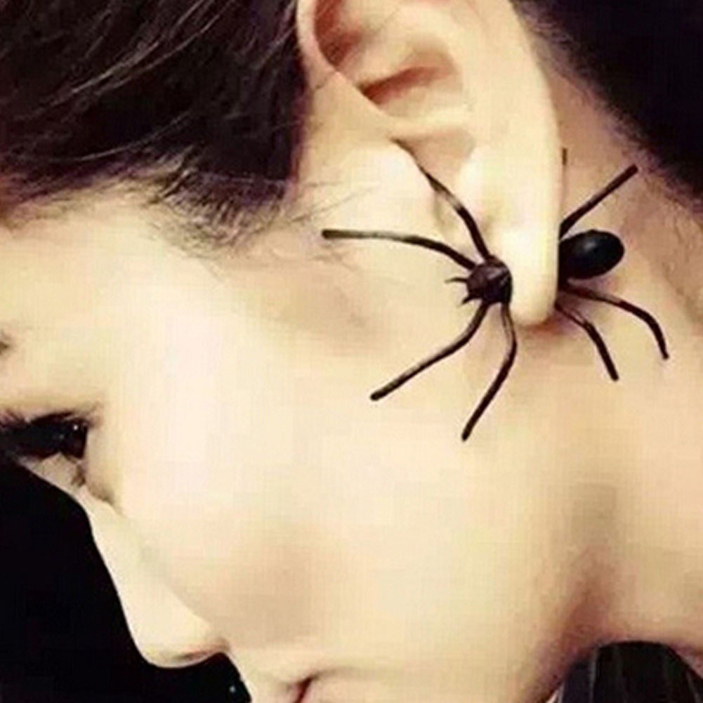 1 Khuyên Xỏ Cơ Thể Hình Nhện Đen 3D Độc Đáo Thời Trang Punk Rock