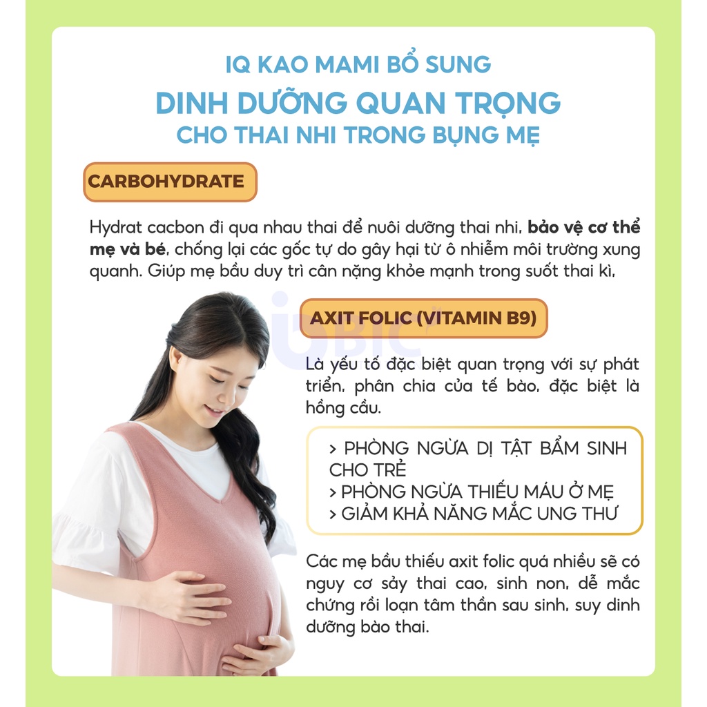 Sữa bột IQ Kao MAMI cho mẹ bầu, phụ nữ đang mang thai và cho con bú giúp bé thông minh và khỏe mạnh hộp 400g