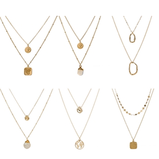 Vòng cổ Nhiều Lớp Mặt Hình Học Thời Trang 2020 Cho Nữ