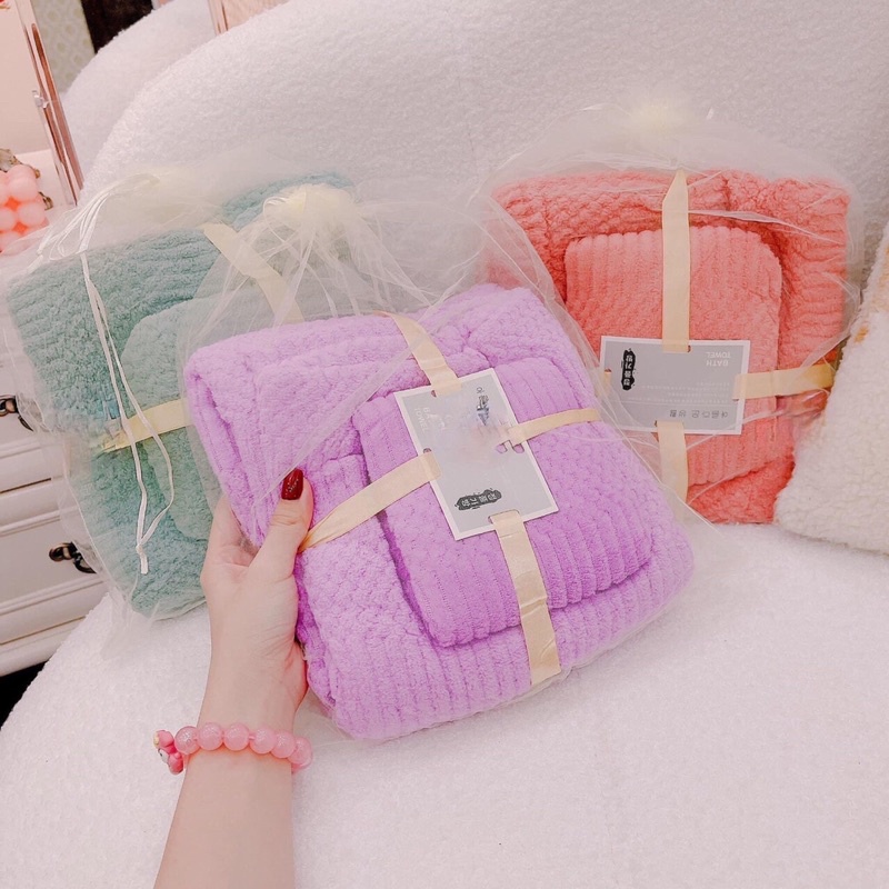 Set 2 khăn tăm to + khăn mặt