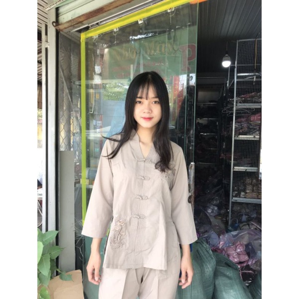 #Bộ nữ đi chùa vải kte mẫu balai tim