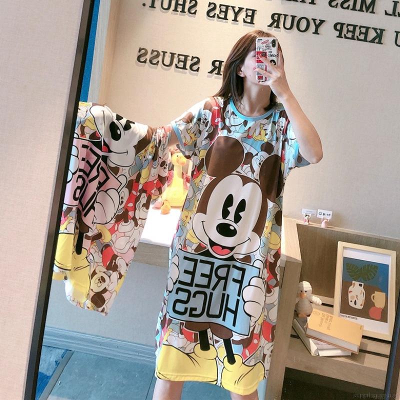 Đầm Ngủ Tay Ngắn In Họa Tiết Hoạt Hình Xinh Xắn Dành Cho Nữ | BigBuy360 - bigbuy360.vn