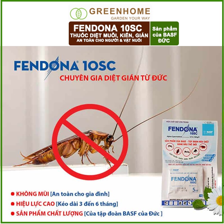 Bộ 2 Thuốc diệt muỗi Fendona10SC, gói 5ml, hiệu quả, không mùi, diệt gián, ruồi,kiến ba khoang, côn trùng |Greenhome