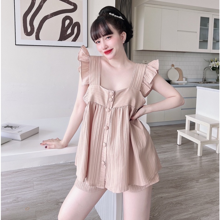 Bigsize Đồ Mặc Nhà Nữ SOJUN Đũi Sọc Cánh Tiên Size 50-65kg