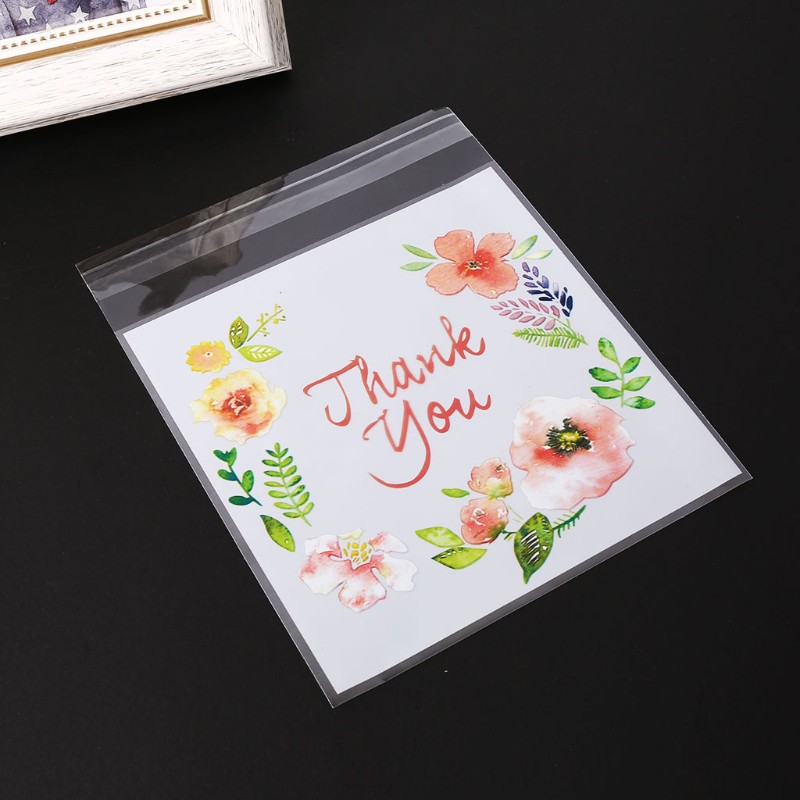 Set 100 Túi Nhựa 4 Kích Cỡ Chữ Thank You Dùng Để Đựng Bánh Kẹo