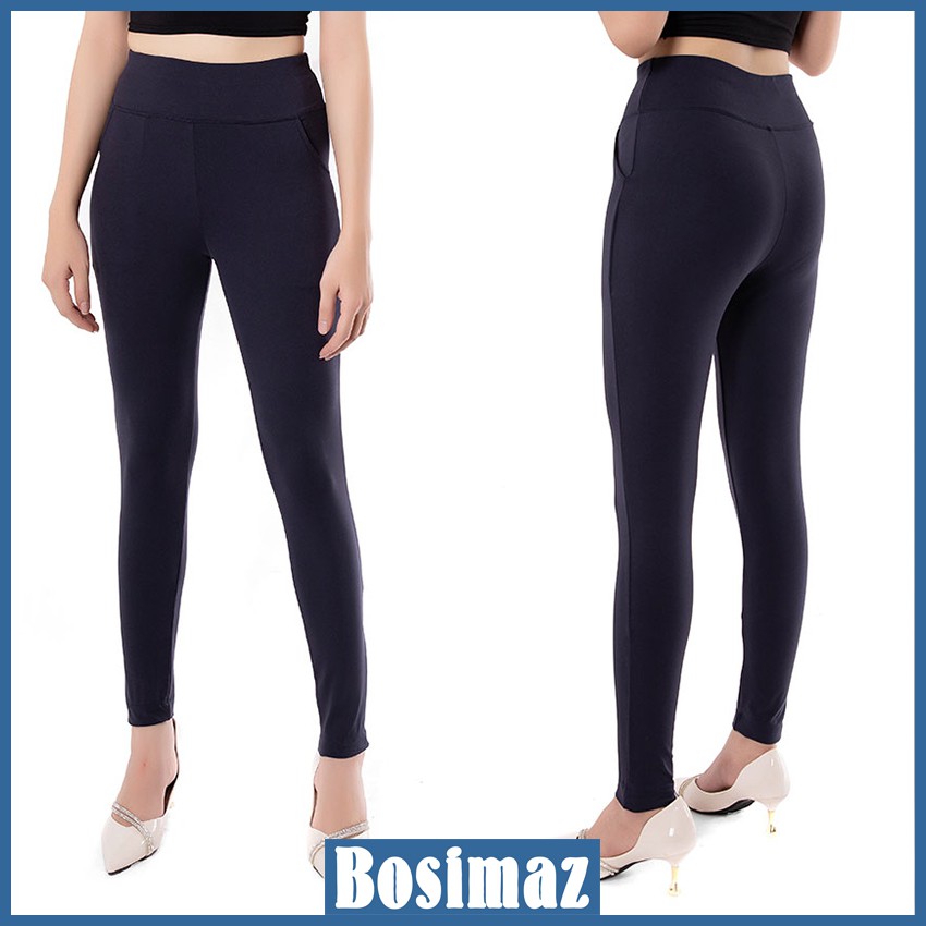 Quần Legging Nữ Bosimaz MS113 dài túi trước màu xanh navy cao cấp, thun co giãn 4 chiều, vải đẹp dày, thoáng mát. | WebRaoVat - webraovat.net.vn