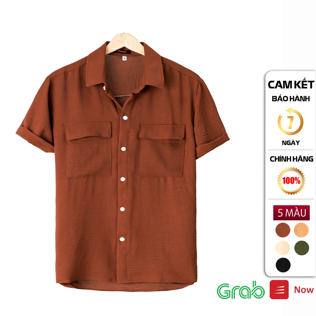 Áo sơ mi đũi nam cổ bẻ có túi hộp KINSMAN chất liệu linen đẹp giá rẻ SM611