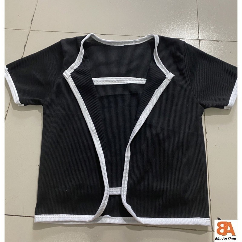 [FreeShip] Set áo gân viền kèm áo ống croptop bộ 2 sản phẩm vải thun 4 chiều Free Size 40-53kg dành cho nữ cá tính sexy