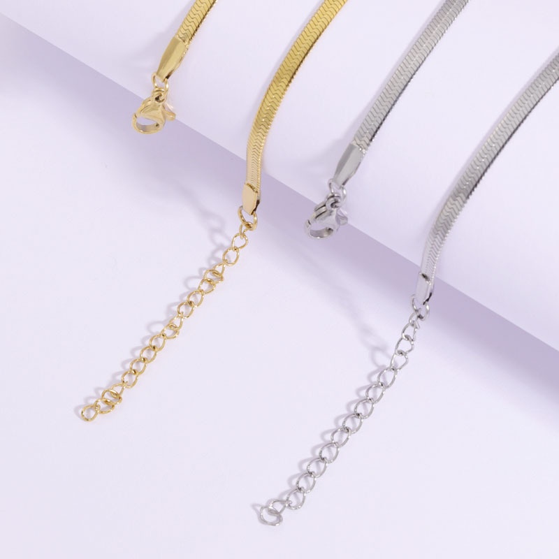 Dây Chuyền Xương Rắn Phẳng Bằng Thép Không Gỉ Màu Sắc Thời Trang diy