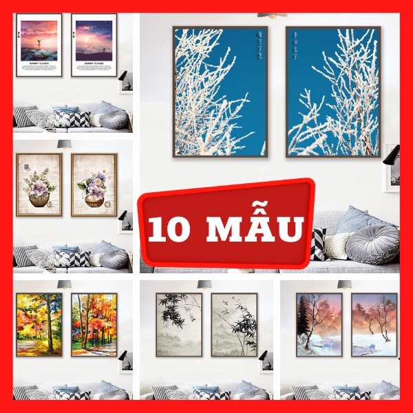 Bộ 2 - Tranh treo tường - Trang trí phòng khách Hiện đại/Gỗ MDF Hàn Quốc chống ẩm mốc, mối mọt TD16