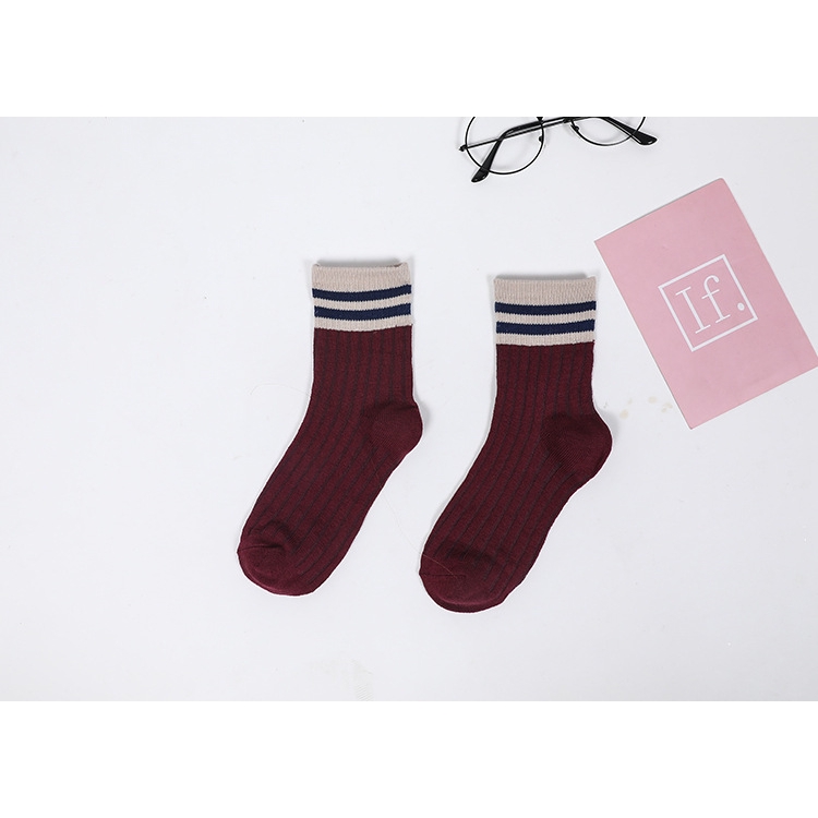1 Đôi Tất Cotton Kẻ Sọc Thời Trang Xuân Thu Cho Bé