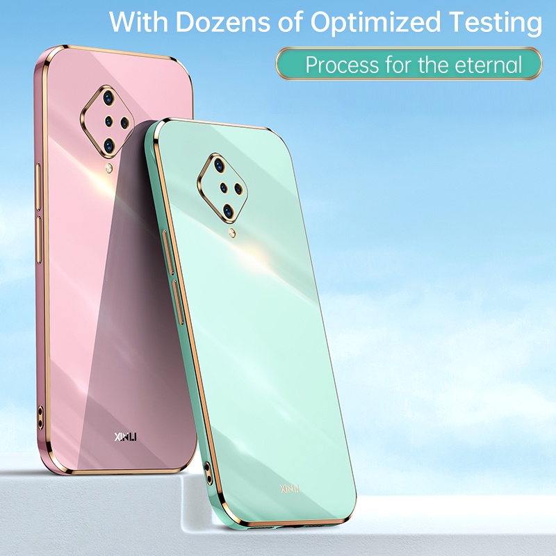 Ốp điện thoại viền thẳng bảo vệ camera sang trọng cho Vivo S1 Pro