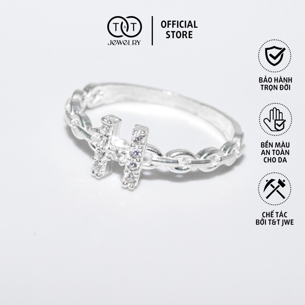 Nhẫn Bạc Nữ chữ H s925 T&amp;T Jewelry cao cấp NN027