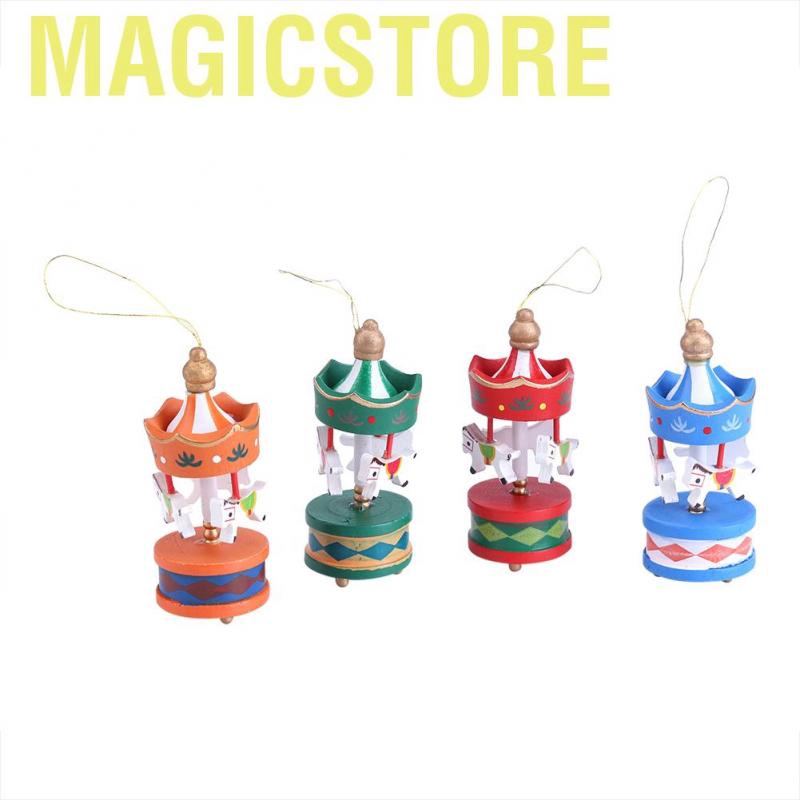 Magicstore SHANYU Wooden Carousel Horse Orament Merry-Go-Round Christmas Room Decoration Kids Gift