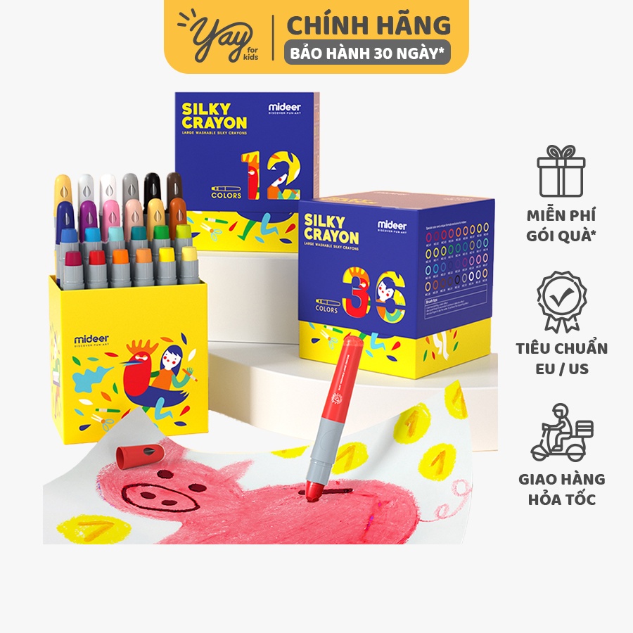 [DỄ RỬA] Bút Sáp Màu Lụa Silky Crayon Joan Miro Baby Roo &amp; Mideer Cho Bé 3+