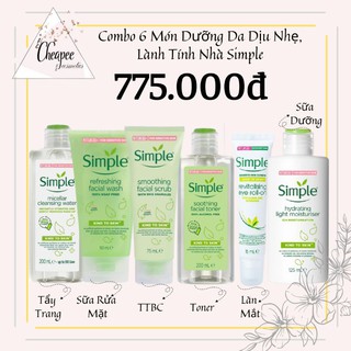 Combo 6 Món Dưỡng Da Dịu Nhẹ, Lành Tính Nhà Simple