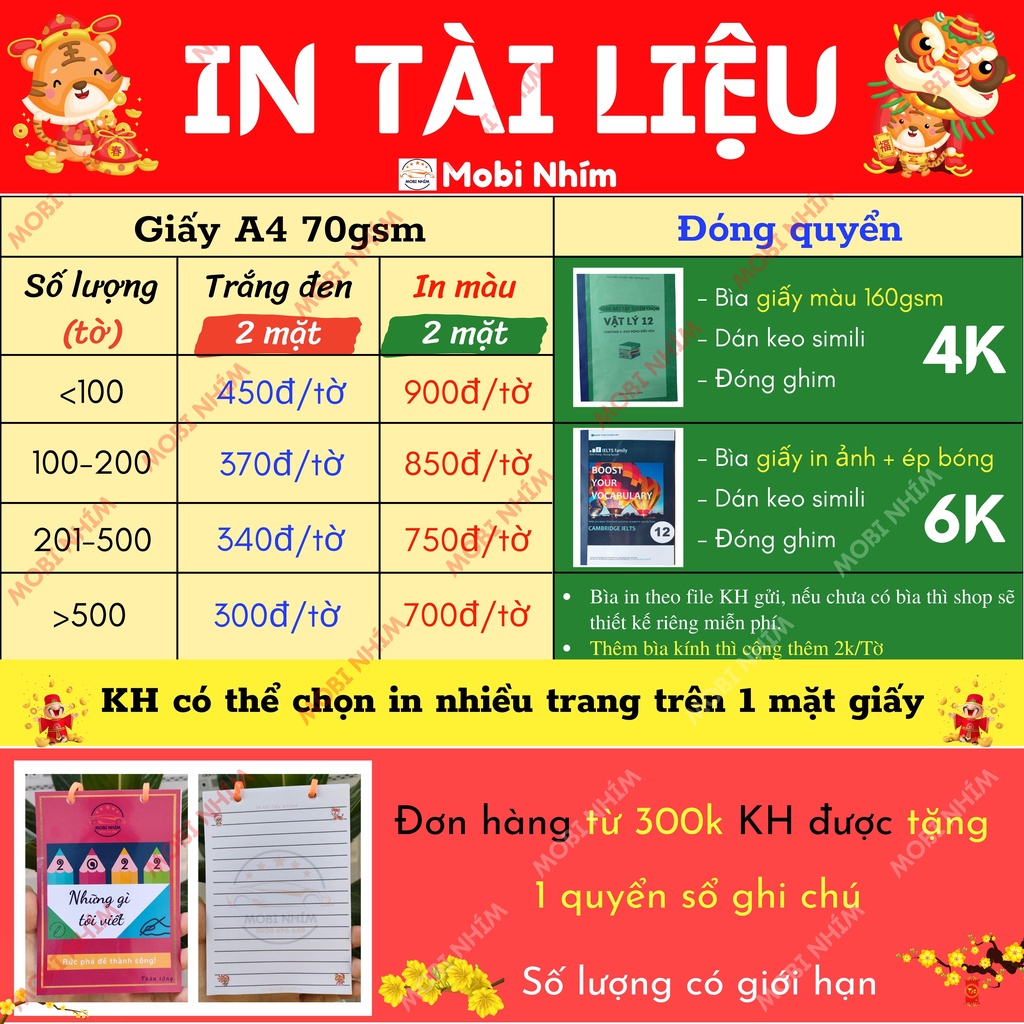 In tài liệu màu và in trắng đen khổ giấy A4, A5