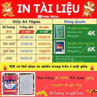 In tài liệu màu và in trắng đen khổ giấy A4, A5