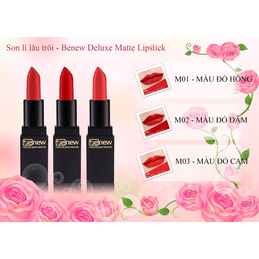 [Chính Hãng] Son Môi Siêu Lì Lâu Trôi Không Chì BENEW DELUXE MATTE LIPSTICK Cao Cấp Hàn Quốc 3.5g/ Thỏi