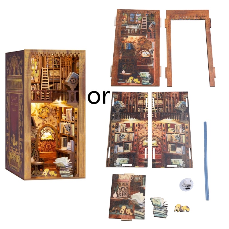 SELAN DIY Book Nook Luminous Bookend Art Craft Kit for Creative  Puzzle Building Toy Teenagers Adults  Collectable Dec