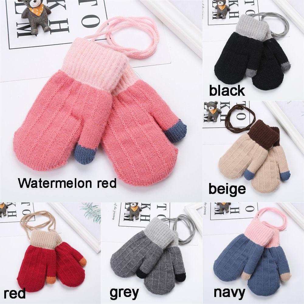MIHAN1 Găng Tay Nhung Dày Dặn Ấm Áp Kiểu Hoạt Hình Xinh Xắn Cho Bé