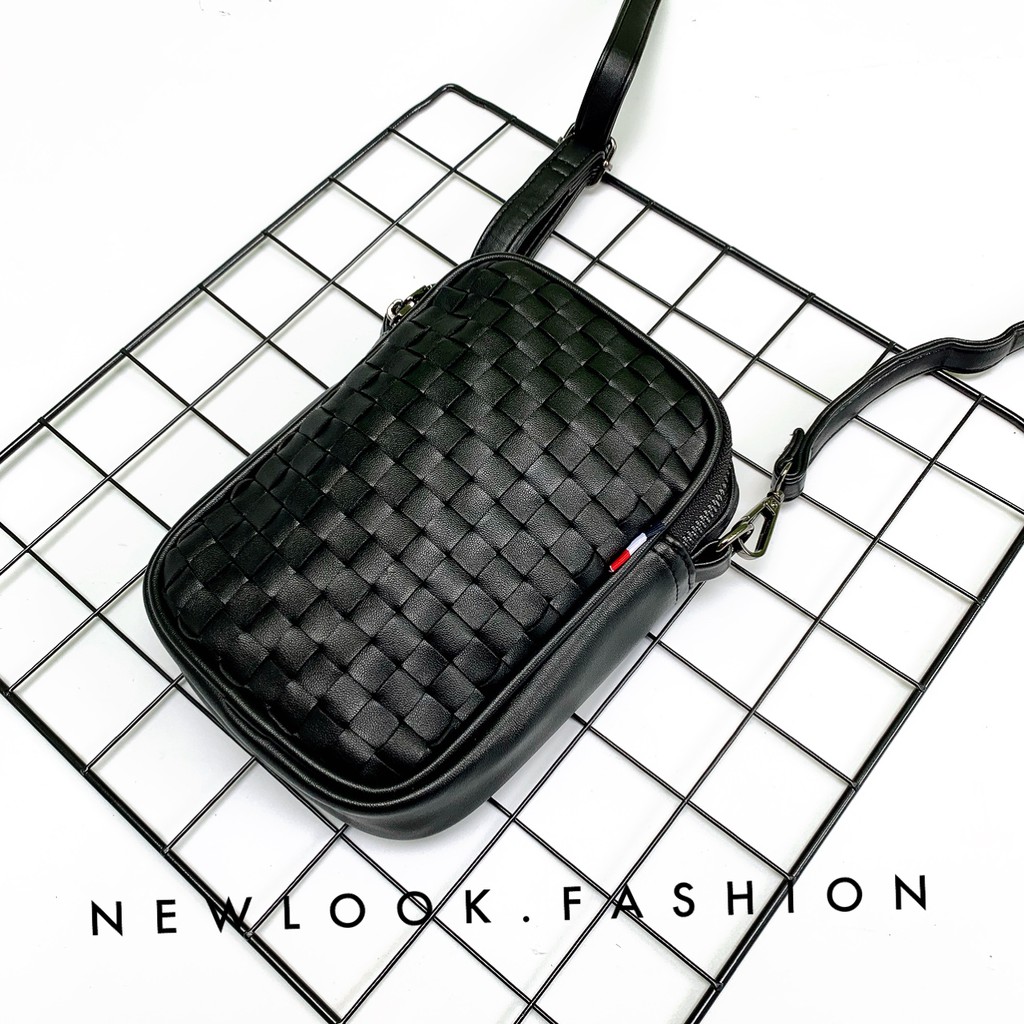 ★ TÚI ĐEO CHÉO NAM NỮ DA PU ĐAN THỦ CÔNG ( 2 ngăn chính + 1 ngăn phụ sau túi ) | BigBuy360 - bigbuy360.vn