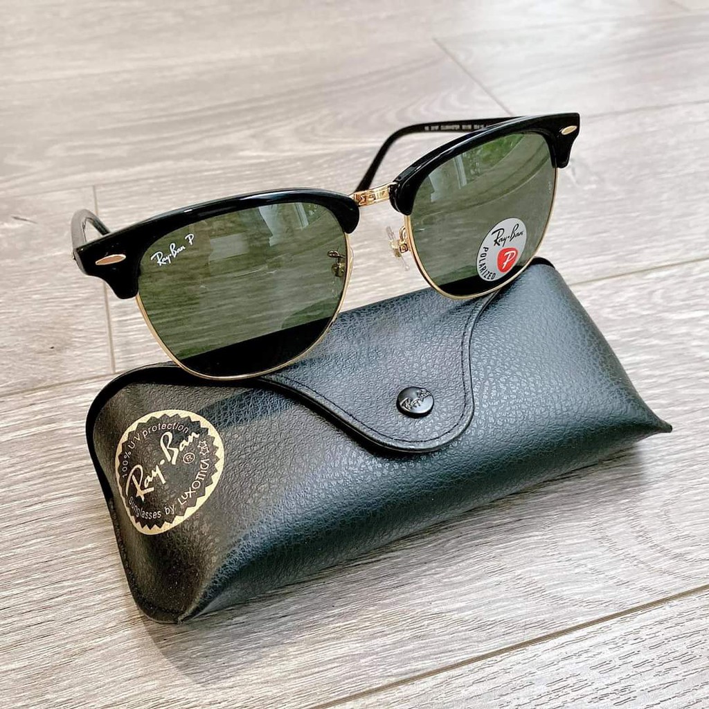 Kính mát chính hãng Rayban Clubmaster phiên bản tròng Polarized chống chói, lóa