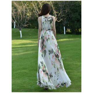 [SIÊU SALE] Đầm Maxi Hoa Suông Cổ Yếm, Đầm Maxi