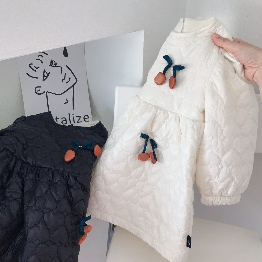 Đầm cotton dày thời trang mùa đông hàn quốc dành cho bé gái