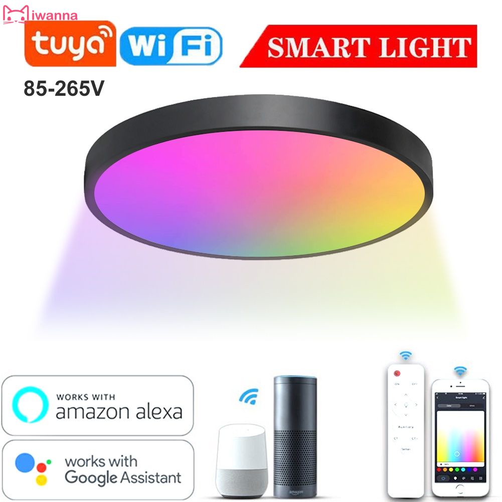 ⭐Bán Chạy Nhất⭐30W Tuya WIFI BLE LED Thông Minh Ốp Trần Phòng Khách Đèn Trang Trí Âm Trần RGB Mờ 2200LM 110V 220V Sử Dụng Cho Alexa /Google Nhà @ Iwanna