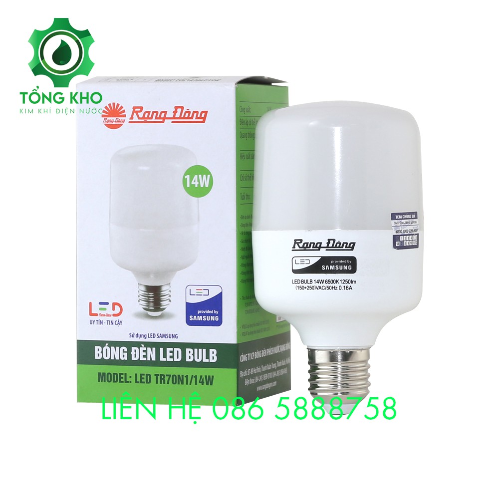 Đèn LED Bulb trụ Rạng Đông 20W, 14W, 12W, 10W - Tổng kho kim khí điện nước