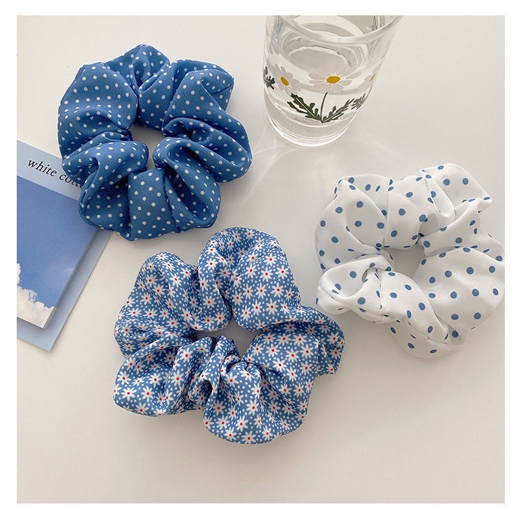 Dây buộc tóc chiffon co giãn màu in họa tiết phong cách Hàn Quốc cho nữ