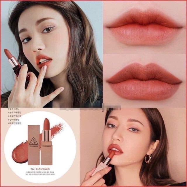 Son 3CE Matte Lip Color Màu 228 Red Seventies – Đỏ Đất