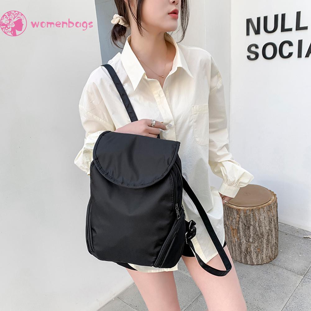 COD√WB❀Women Oxford Cloth Solid Color Backpack Preppy Style Casual Large Handbag