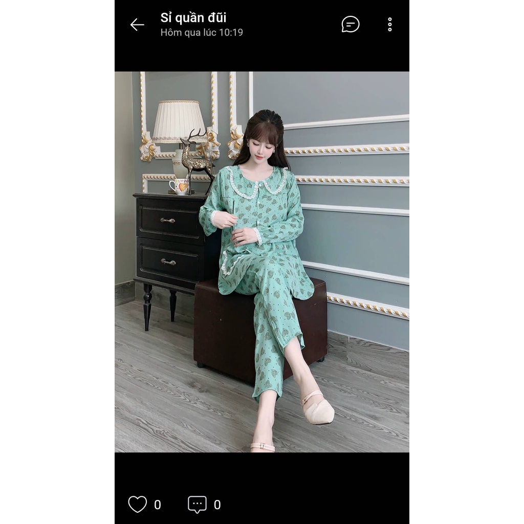 Bộ Đồ Bầu Và Sau Sinh Chất Đũi, Cổ Sen