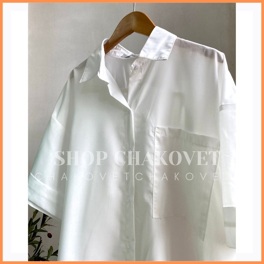 Áo kiểu nữ cộc tay babydoll form rộng A8211 xẻ tà bánh bèo túi ngực ulzzang hàn quốc màu xanh trắng cao cấp - CHAKOVET