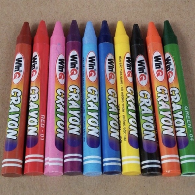 Bút Sáp Màu Cho Bé: Hộp 10 Cây Thương Hiệu WinQ(Crayons).