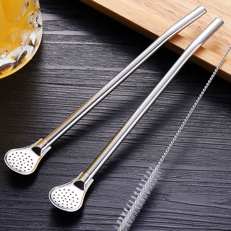 Ống Hút Bằng Thép Không Gỉ 304 Cao Cấp Kèm Cọ Vệ Sinh